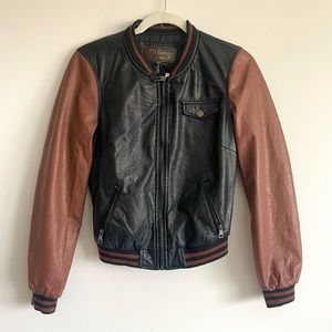 Ci Sono Brown/Black Faux Leather Bomber Jacket